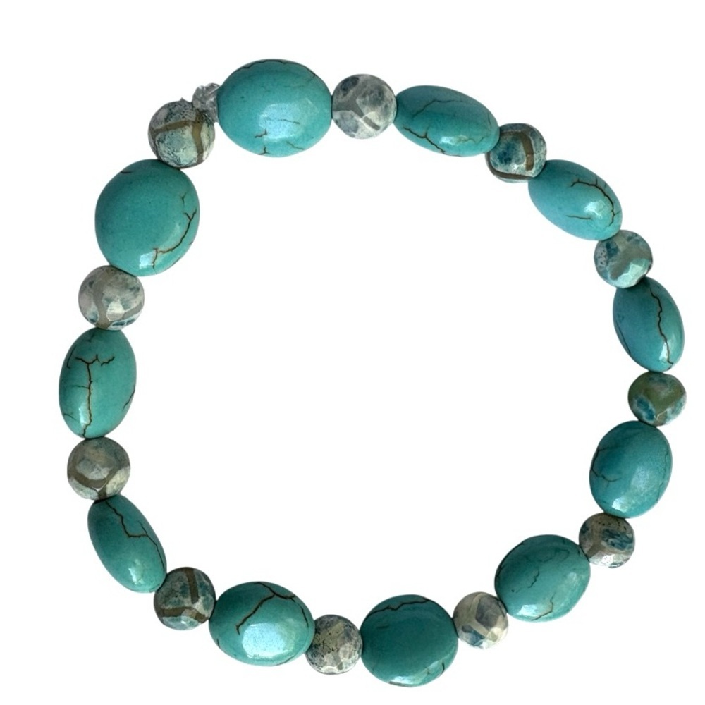Natural Stone, Sea glass, Crystal and Czech Glass Beaded Stretch Bracelets. - Picture 6 of 15